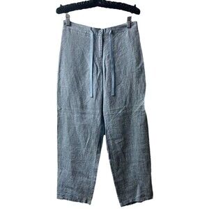 Boden Casual Linen Pants Seaspray Blue Relaxed Tapered Cropped Leg NWT  US 4R